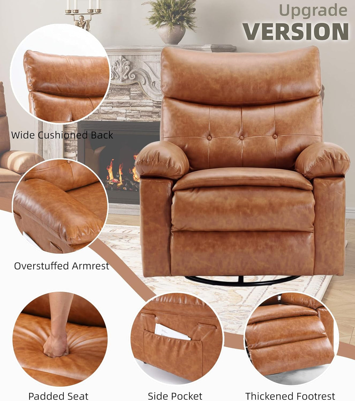 Oversized Leather Recliner Chair With Heated Massage ShipItFurniture
