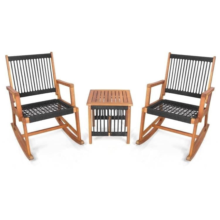 3 Piece Outdoor Wood Patio Furniture Rocking Chair Table Bistro Set Rosenthal Community Care Services
