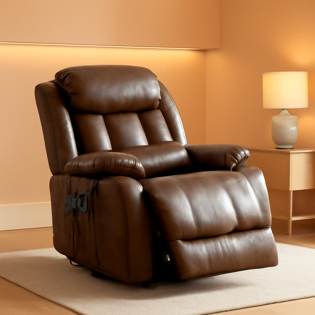 Oversized Genuine Leather Power Lift Recliner Chair ShipItFurniture