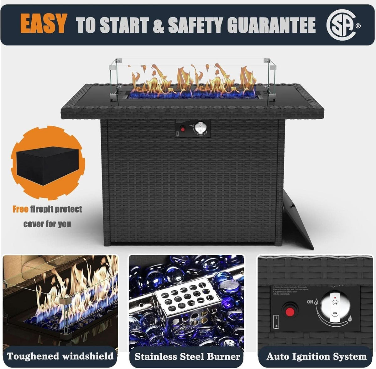 Patio Furniture Set Fire Pit Table 13 Piece All Weather ShipItFurniture
