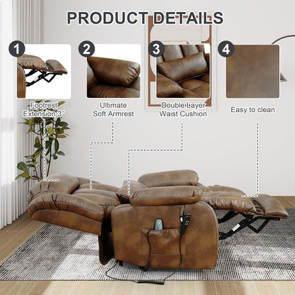 Oversized Genuine Leather Power Lift Recliner Chair ShipItFurniture