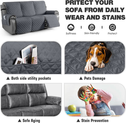 Waterproof Recliner Couch Cover Dark Grey One Piece Washable ShipItFurniture