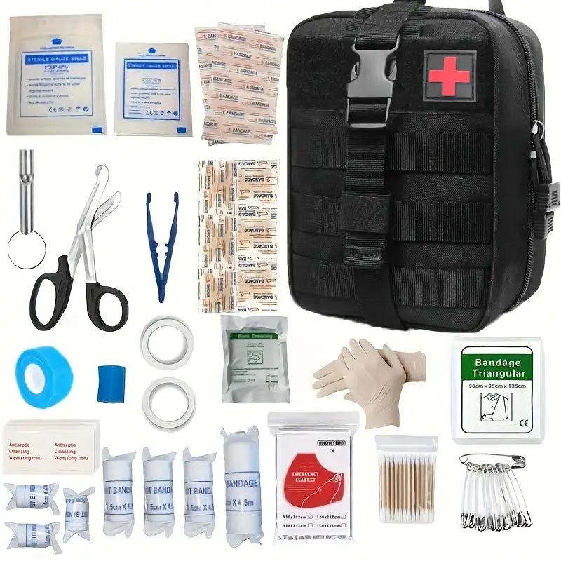 151pcs Portable First Aid Kit(Black, Includes Essential Tools) CAN