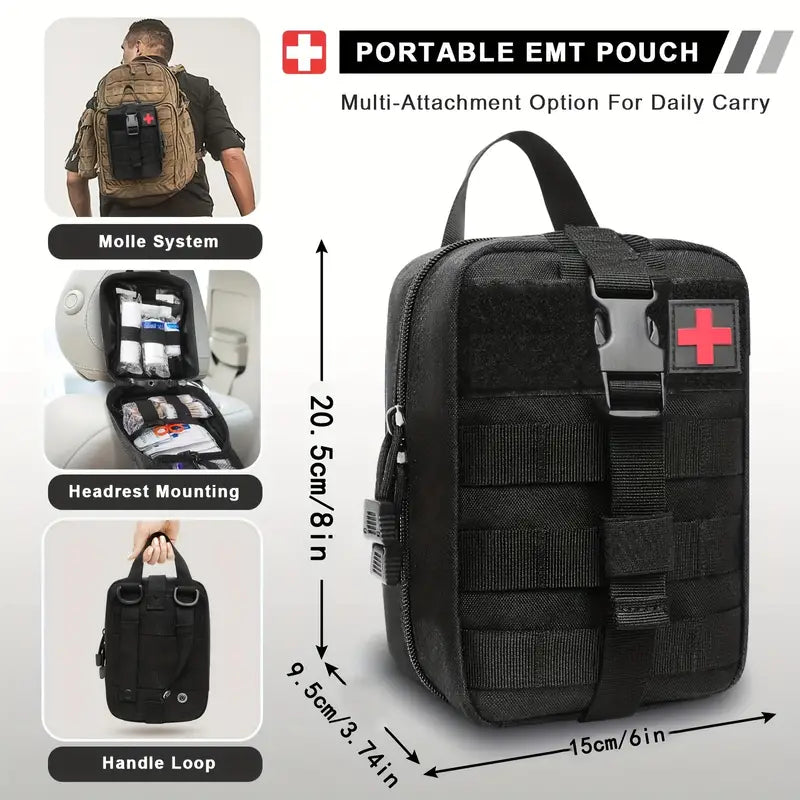 151pcs Portable First Aid Kit(Black, Includes Essential Tools) CAN