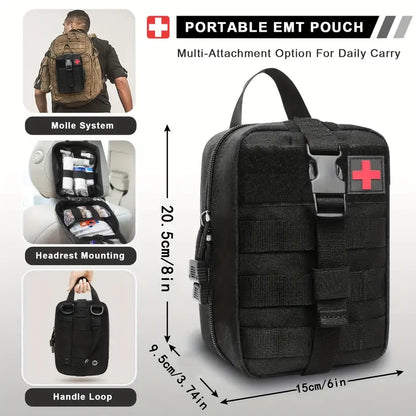 151pcs Portable First Aid Kit(Black, Includes Essential Tools) CAN