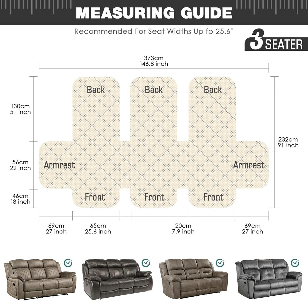 Waterproof Recliner Couch Cover Dark Grey One Piece Washable ShipItFurniture