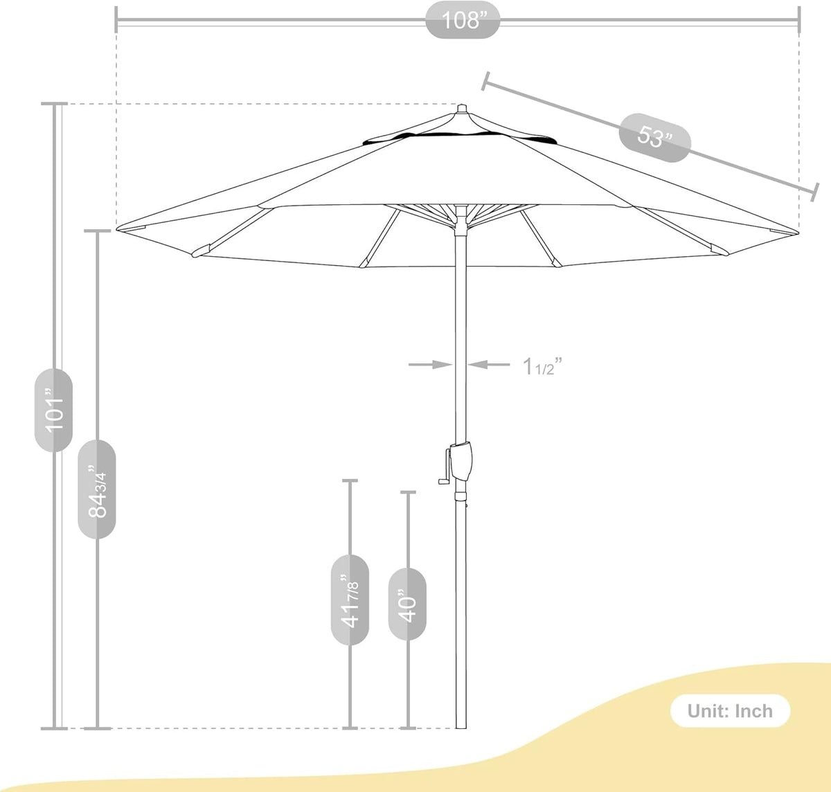Automatic Nine Foot Round Sunbrella Patio Umbrella ShipItFurniture