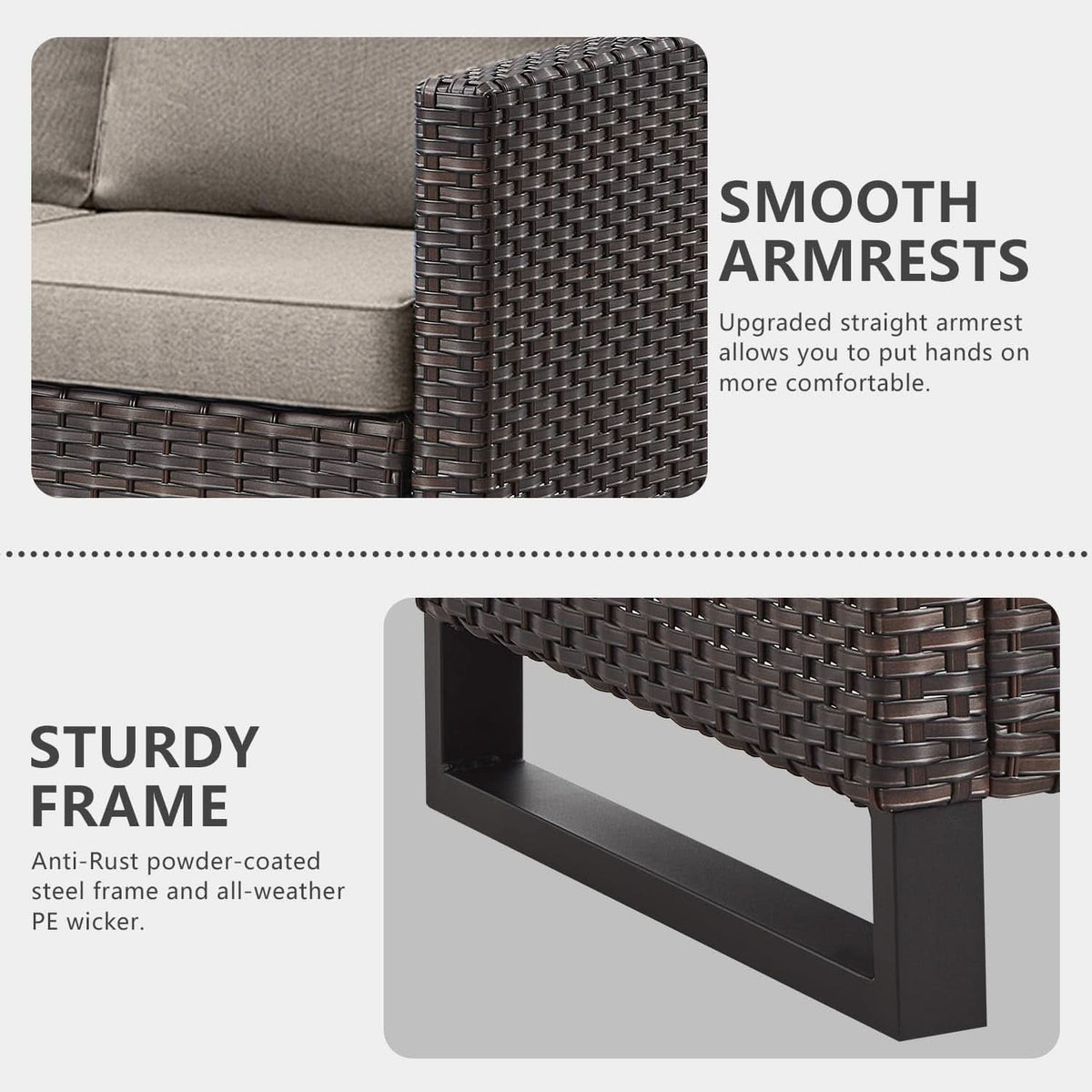 Seven Piece Outdoor Wicker Patio Furniture Set With Swivel Rockers ShipItFurniture