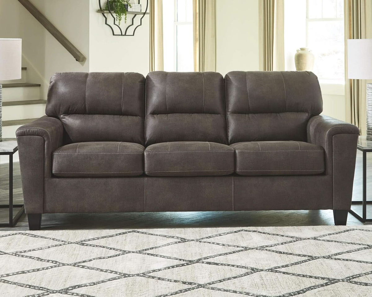 Queen Faux Leather Contemporary Sleeper Couch Gray ShipItFurniture