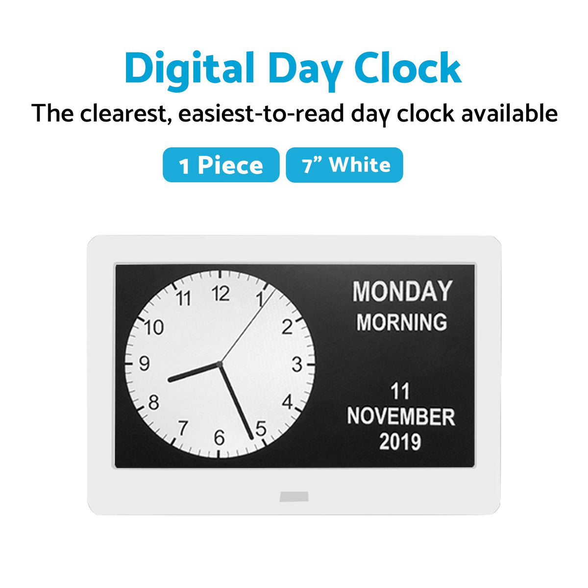 7 Inch LED Large Digital Day Clock Calendar Suitable for Home Office Kaka Auto Parts
