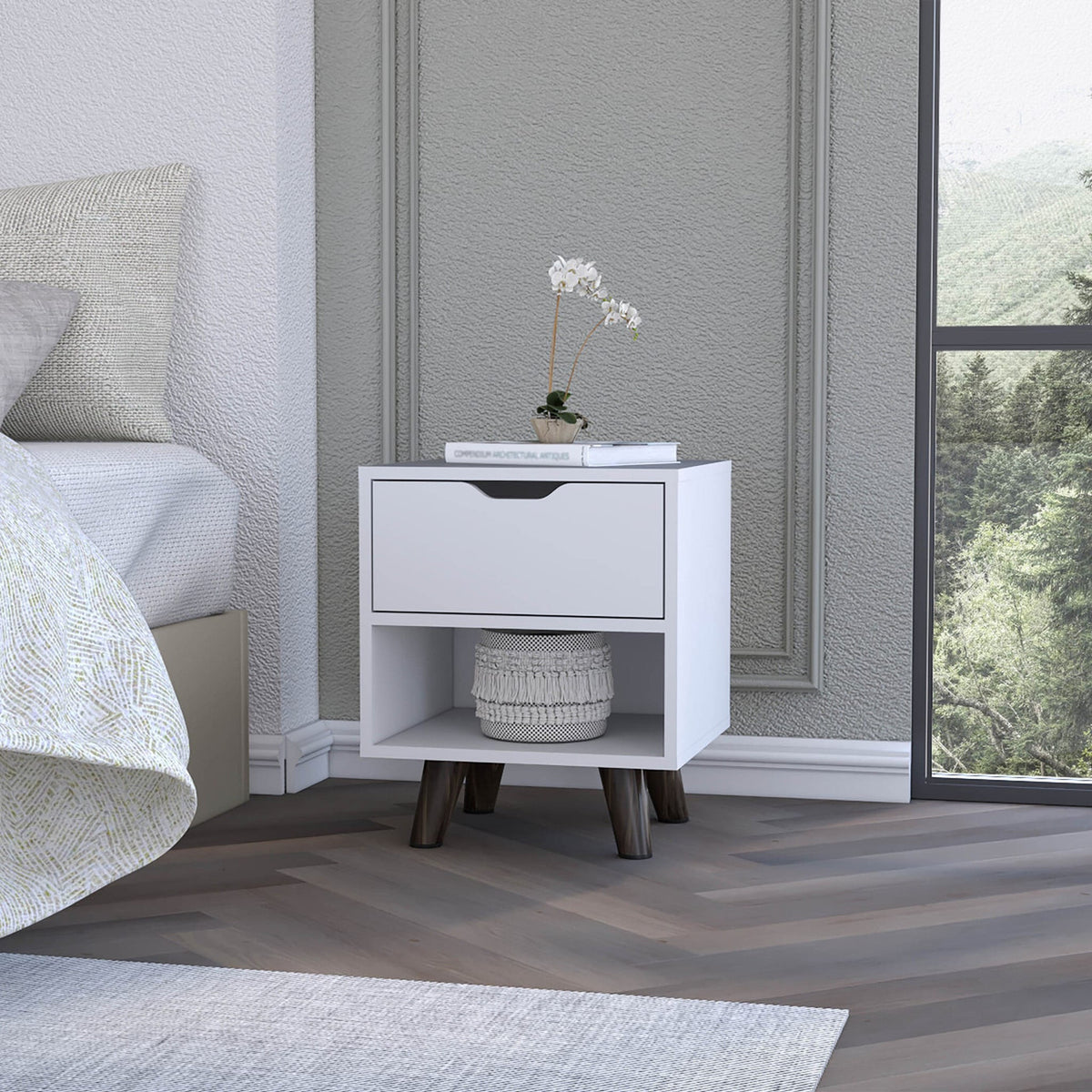 19" White One Drawer Faux Wood Nightstand Rosenthal Community Care Services