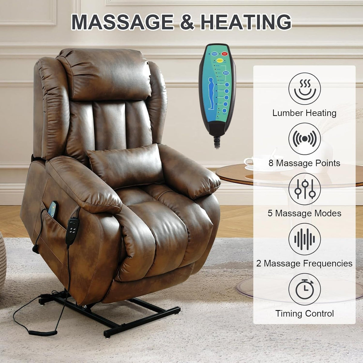 Oversized Genuine Leather Power Lift Recliner Chair ShipItFurniture