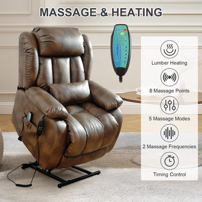 Oversized Genuine Leather Power Lift Recliner Chair ShipItFurniture