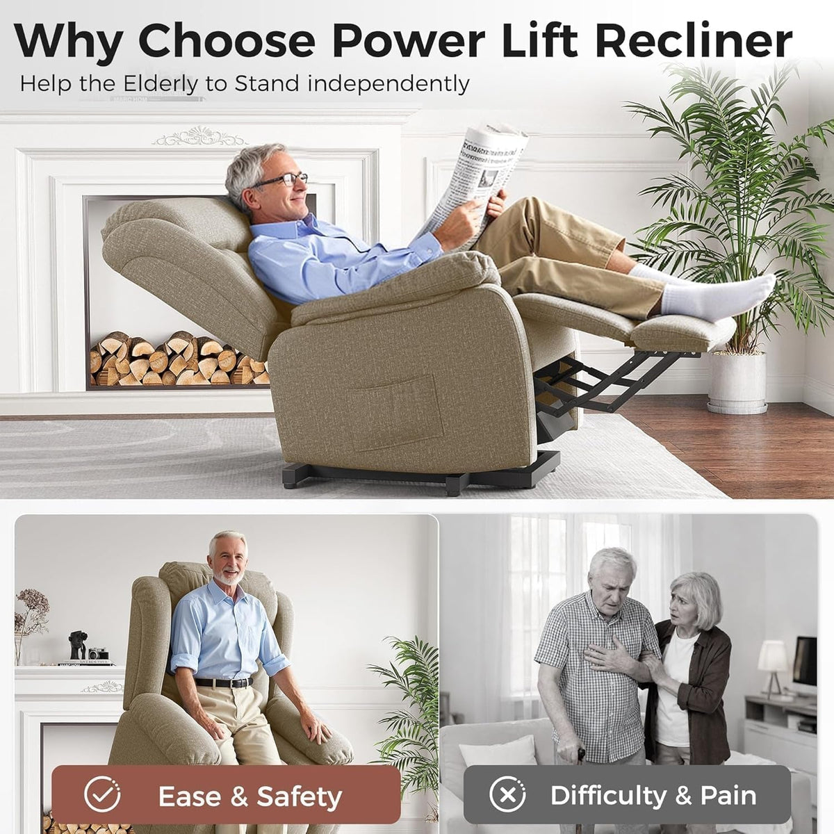 Brown Heavy Duty Electric Lift Recliner Chair ShipItFurniture