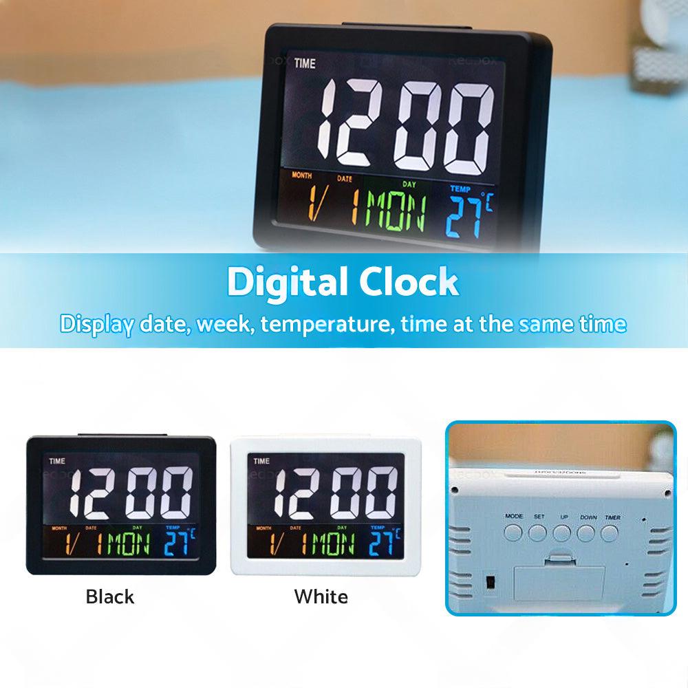 Digital Home Large Jumbo LED Wall Desk Clock With Calendar Temperature Easy pick box