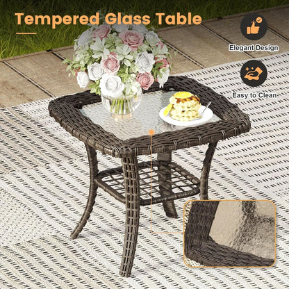 Eight Piece Outdoor Patio Furniture Set with Firepit ShipItFurniture