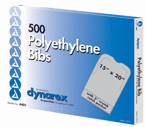 Disposable Polyethylene Bibs W/Crumb Pocket 16 x24  Bx/500 Rosenthal Community Care Services