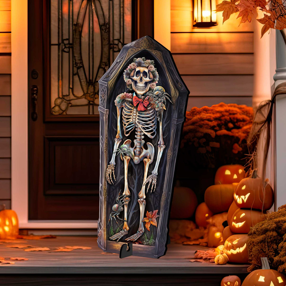 Halloween Skeleton Coffin Freestanding Decor - Halloween Garden Decor by G. Debrekht - Halloween Decor- 8652797F G. DeBrekht (AG)