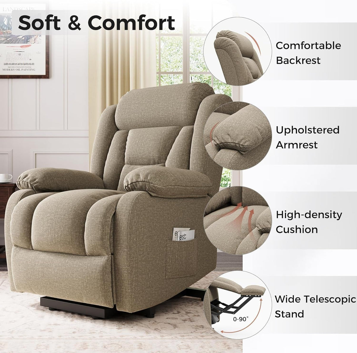 Brown Heavy Duty Electric Lift Recliner Chair ShipItFurniture