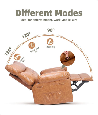 Oversized Leather Recliner Chair With Heated Massage ShipItFurniture