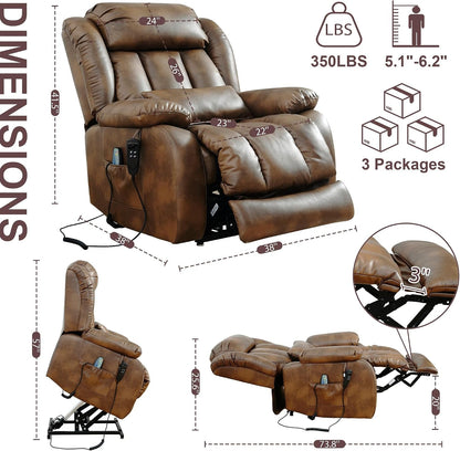 Oversized Genuine Leather Power Lift Recliner Chair ShipItFurniture