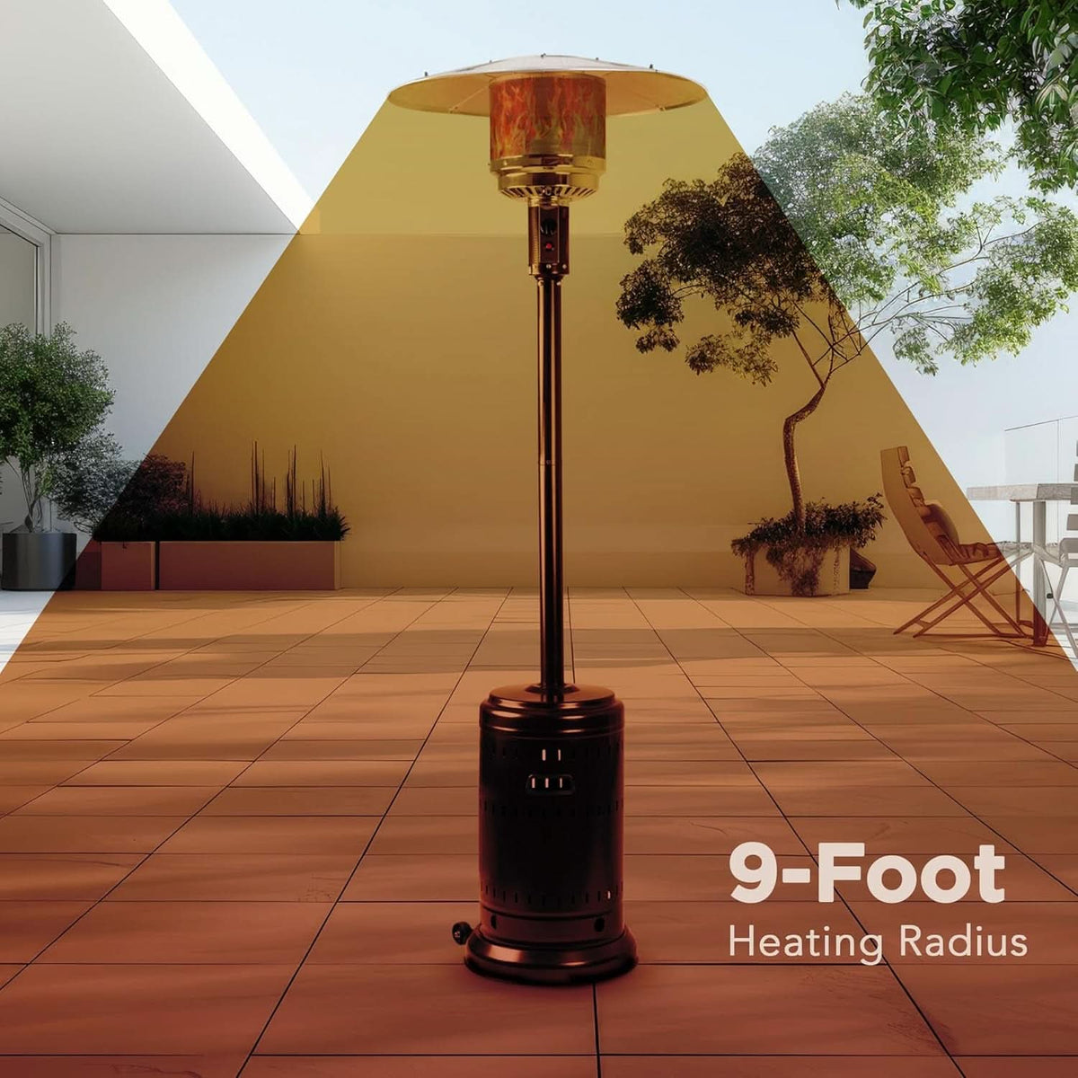 46,000 BTU Outdoor Patio Heater With Wheels Havana Bronze ShipItFurniture