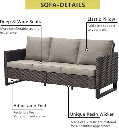 Seven Piece Outdoor Wicker Patio Furniture Set With Swivel Rockers ShipItFurniture