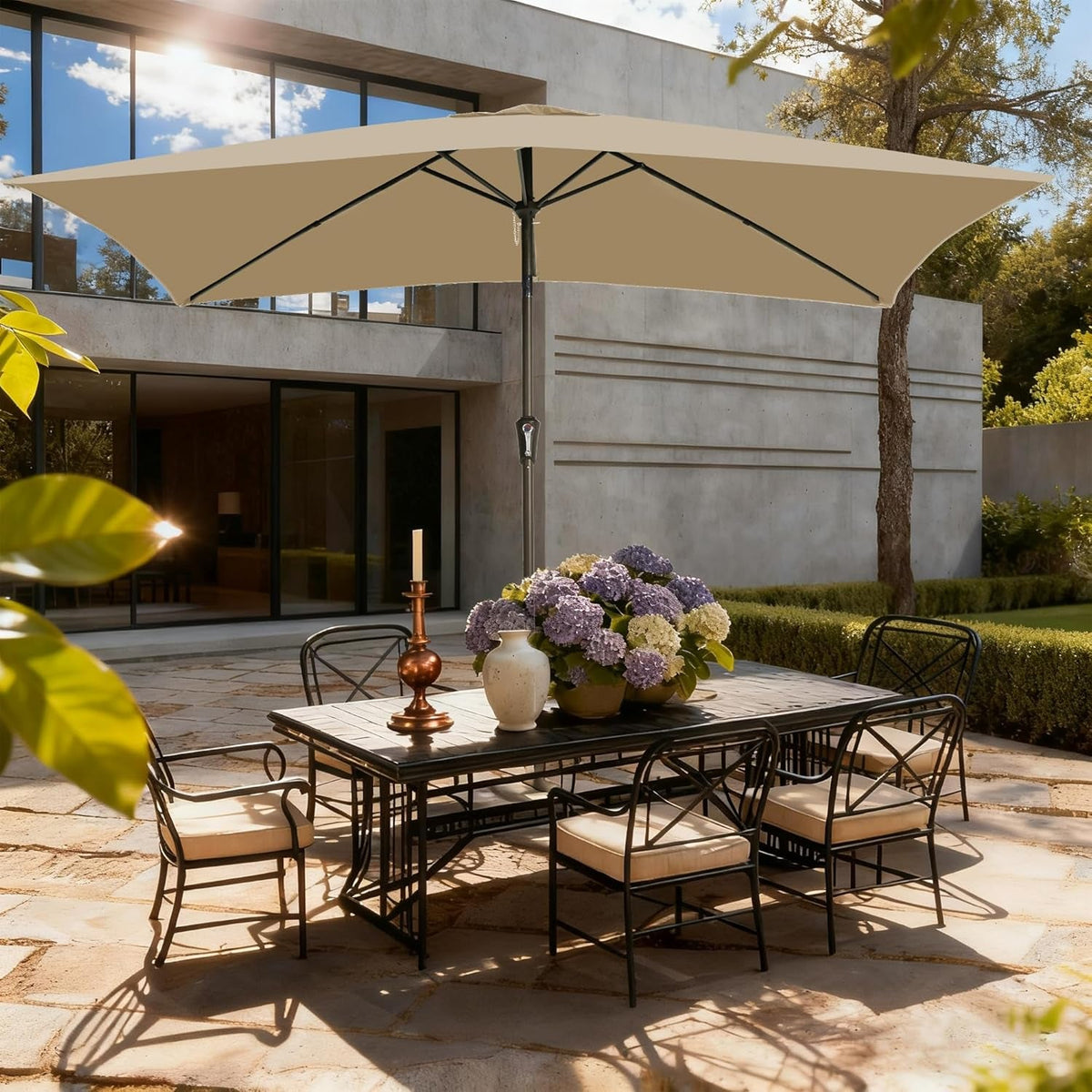 6.5x10Ft Rectangular Patio Umbrella Tilt Mechanism ShipItFurniture