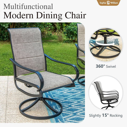 Patio Furniture Set Table For 8 Grayish Brown Swivel Chairs ShipItFurniture