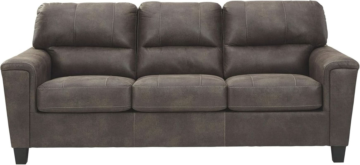 Queen Faux Leather Contemporary Sleeper Couch Gray ShipItFurniture