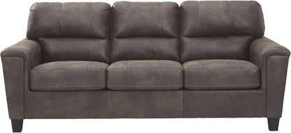 Queen Faux Leather Contemporary Sleeper Couch Gray ShipItFurniture
