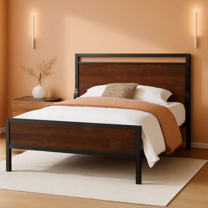 Twin Platform Bed Frame With Under Bed Storage Industrial Style-0