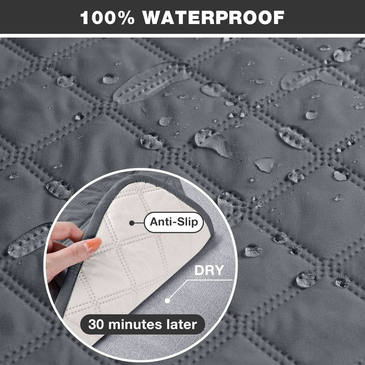 Waterproof Recliner Couch Cover Dark Grey One Piece Washable ShipItFurniture