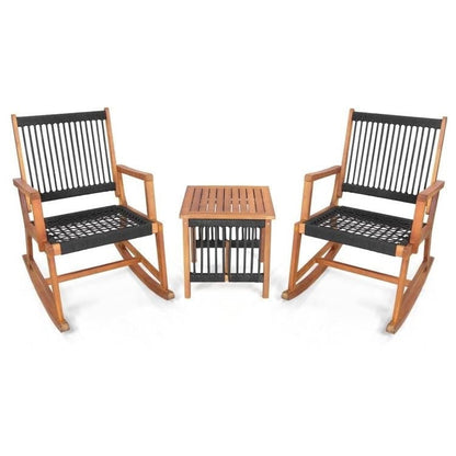 3 Piece Outdoor Wood Patio Furniture Rocking Chair Table Bistro Set Rosenthal Community Care Services