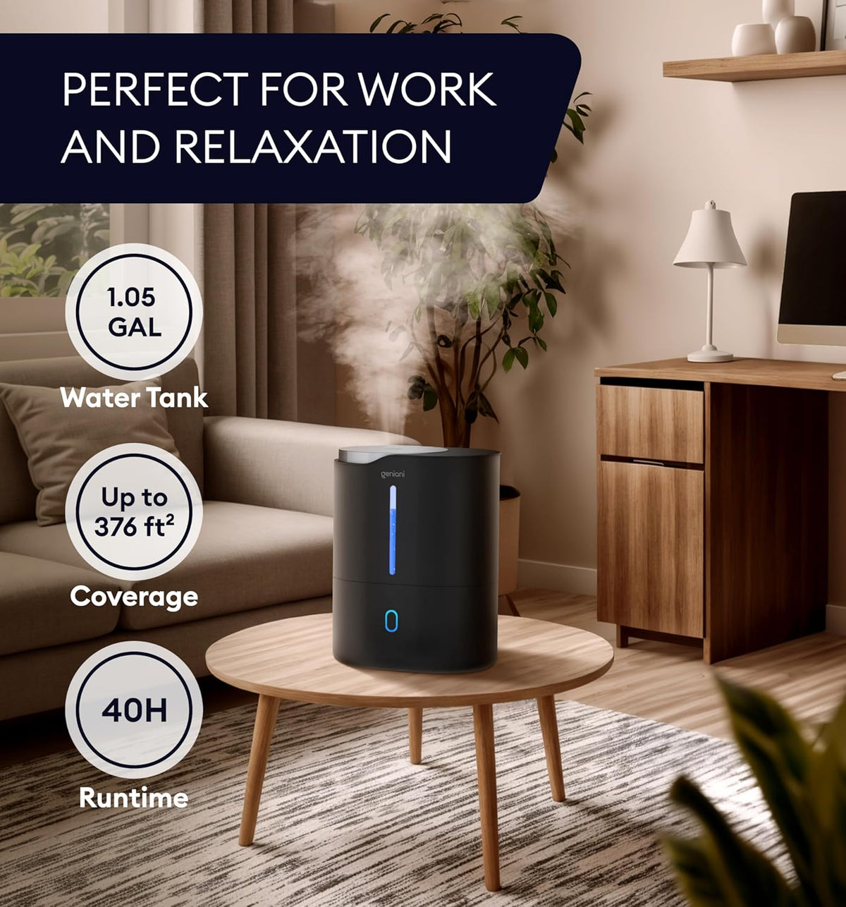 Humidifier Huron 4L, Black Geniani