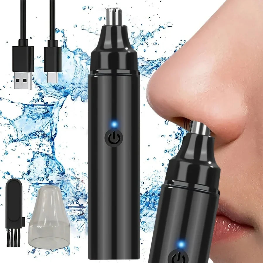 Rechargeable Ear And Nose Hair Trimmer for Men USB Electric Grooming Tool Black LPO