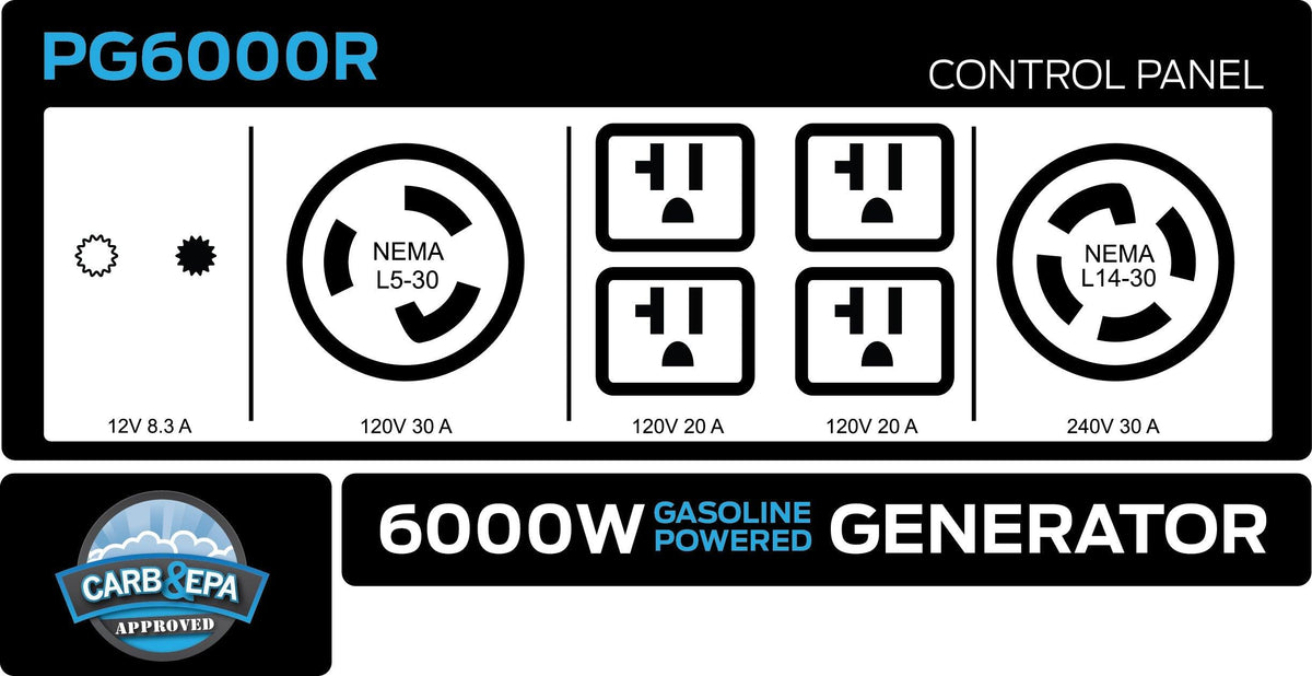 6000-Watt Gas Power Portable Generator (CARB)-0