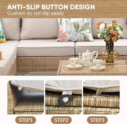 Seven Piece Wicker Patio Furniture Set with Cushions ShipItFurniture