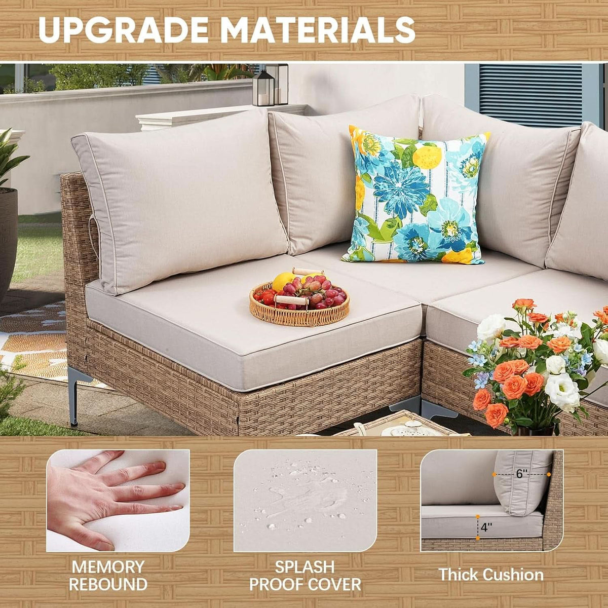 Seven Piece Wicker Patio Furniture Set with Cushions ShipItFurniture