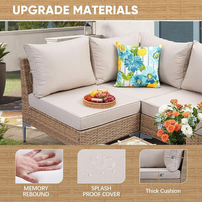 Seven Piece Wicker Patio Furniture Set with Cushions ShipItFurniture