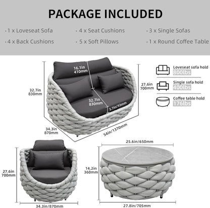 Six Piece Aluminum Patio Furniture Set With Cushions ShipItFurniture
