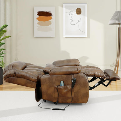 Oversized Genuine Leather Power Lift Recliner Chair ShipItFurniture