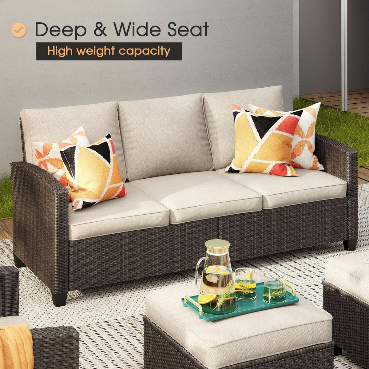 Eight Piece Outdoor Patio Furniture Set with Firepit ShipItFurniture