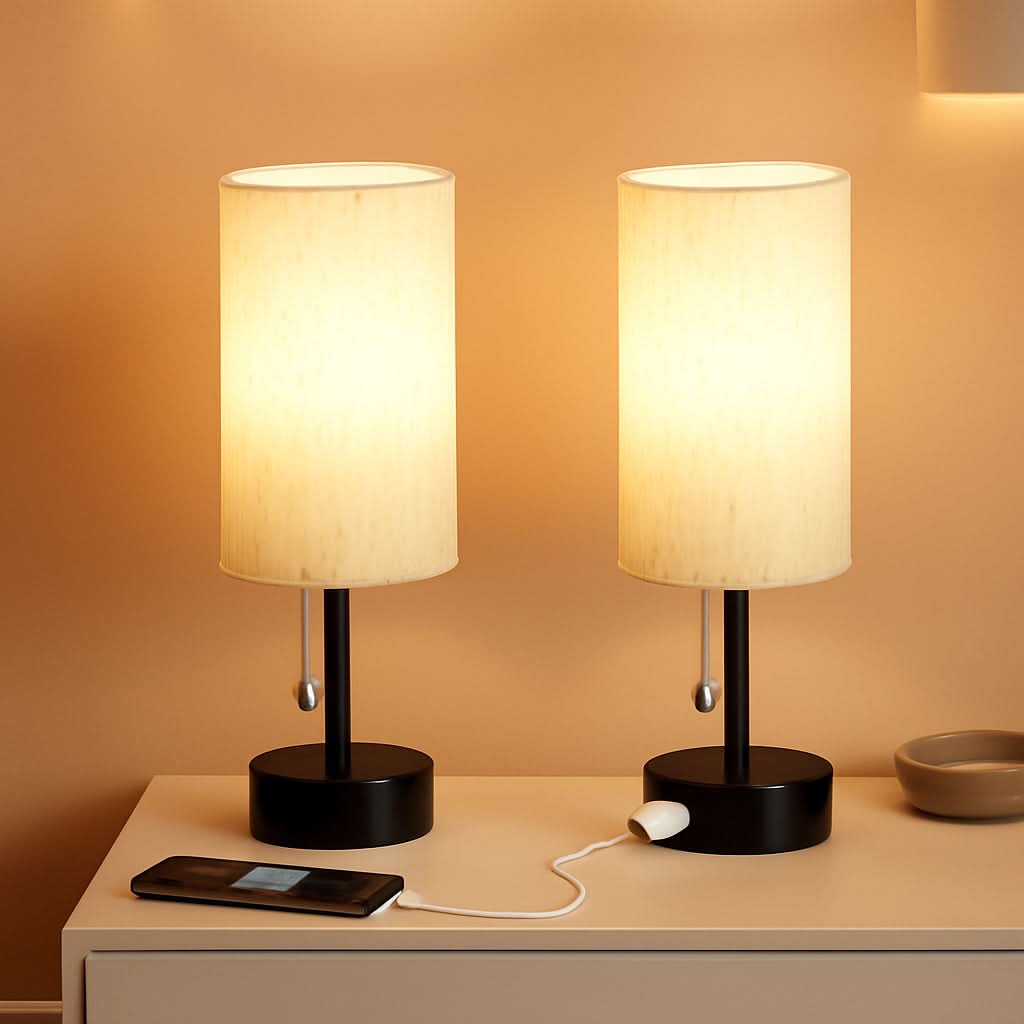 Bedside Table Lamps Set With ThreeColor Temperatures ShipItFurniture
