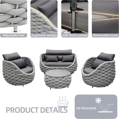 Six Piece Aluminum Patio Furniture Set With Cushions ShipItFurniture
