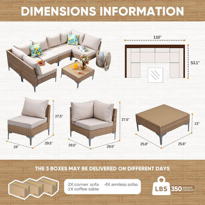 Seven Piece Wicker Patio Furniture Set with Cushions ShipItFurniture