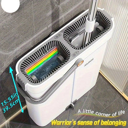 Flat Mop and Bucket Set with 3 Microfiber Pads TM