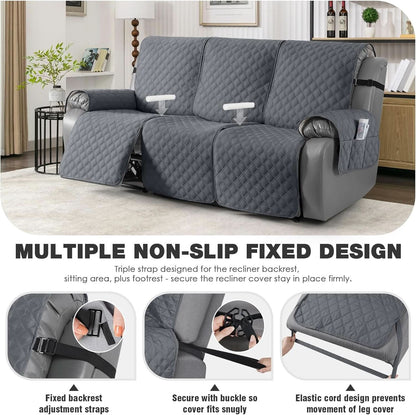 Waterproof Recliner Couch Cover Dark Grey One Piece Washable ShipItFurniture
