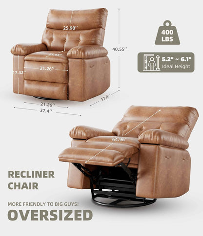 Oversized Leather Recliner Chair With Heated Massage ShipItFurniture