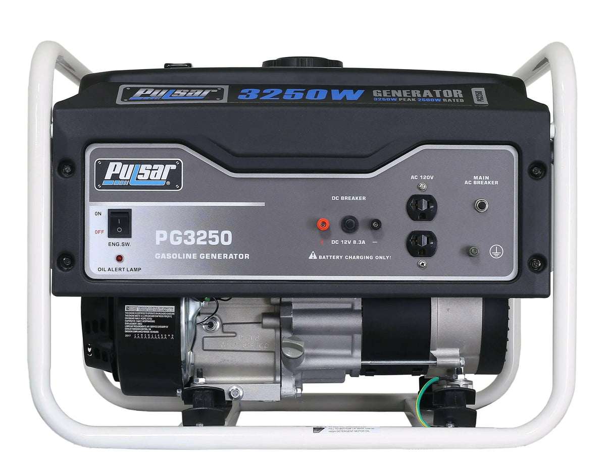 Pulsar 3250W Portable Gas Powered Generator, 2500 Running Watts, 4-Gallon Fuel Tank Pulsar